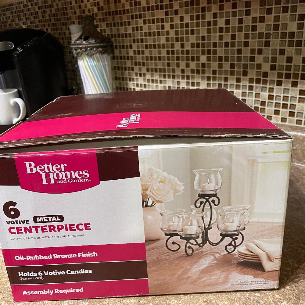 Better Homes & Garden 6 Votive Candles, Metal Centerpiece, Oil Rubbed Finish